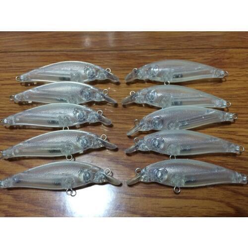 10pcs Unpainted Crankbait Fishing Blank Lure Body 3 1/3 Inch 3/16 OZ Blank lure JS#8087