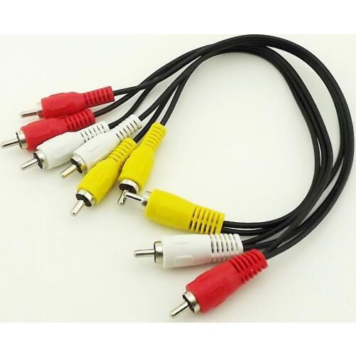 10pcs 3 RCA Male to 6 RCA Male Plug Splitter Composite Audio Video AV Adapter Cable
