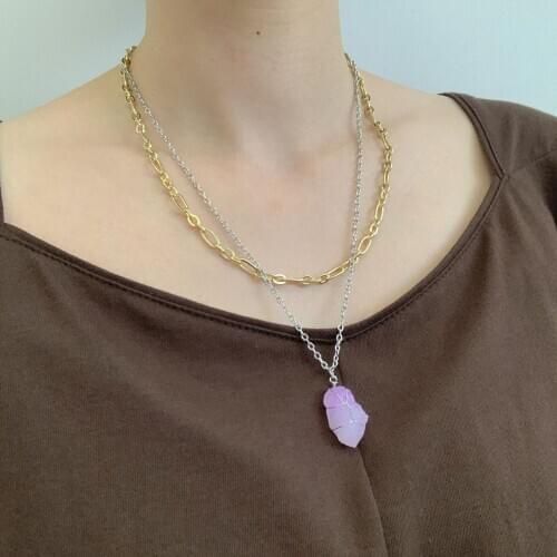 2020 Fashion Multilayer Golden Necklace Natural Resin Pendant Necklace Water Drop Pendant Necklace Bohemian Alloy Necklace Hot S