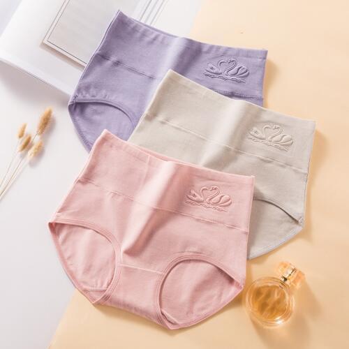 3Pcs/set High Waist Panties Women Breathable Pure Cotton Underwear Fashion Cute Print Seamless Briefs Girls Slimming Underpants