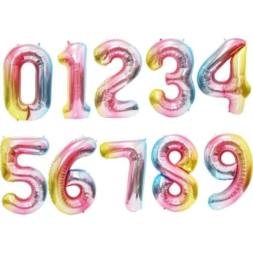 40 inch gradient digital balloon aluminum foil floating air balloon birthday party wedding venue layout rainbow balloon