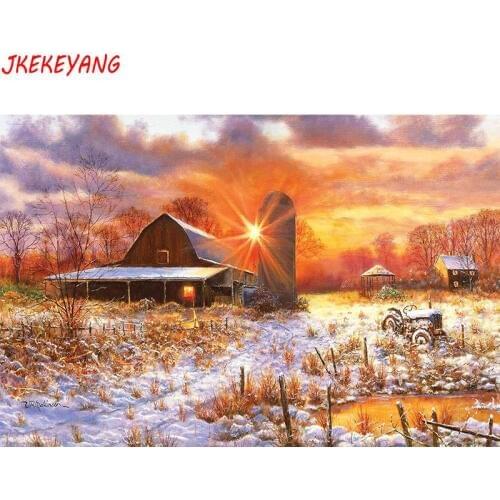 5D DIY square/round Diamond painting Farm winter scenery Cross Stitch Diamond Embroidery Pattern Rhinestone J1686
