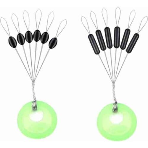 60 Pcs 10 Groups / Set Black Rubber Stopper Oval Bean Space Fishing Float Bobber Stopper Folat Line Bobber Stops