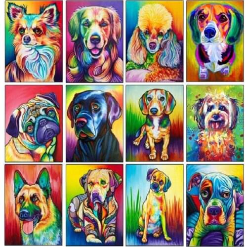 Diamond painting full square, 5D Diamond Embroidery Colorful animal dog Diamond Cross Stitch,mosaic diamond,room decoration gx