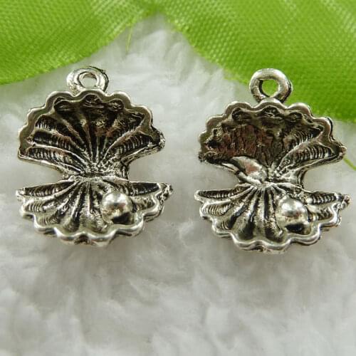 Free Ship 240 pcs Antique silver shell charms pendant 15x13mm #559