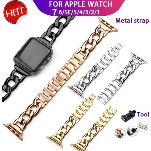 Stainless Steel Strap for Apple Watch Band Series 6 Se 5 4 3 44mm 40mm 42mm 38mm for Apple Watch Series Women Girls Wristband