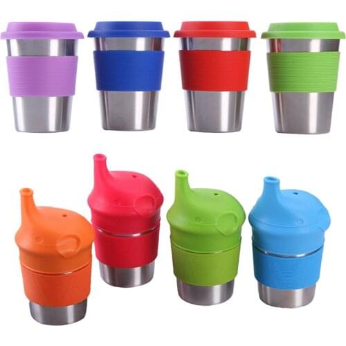 4pcs Stainless Steel Cups with Silicone Lids Coffee Beer Cup Drinking Tumbler Milk Drinking Car Cup for Kids Birthday Gifts