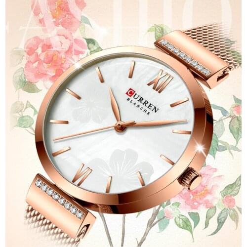 CURREN atches for Women Top Brand Luxury Ladies Watch Stainless Steel Simple Girl Clock Blue Quartz Wristwatch Reloj Mujer