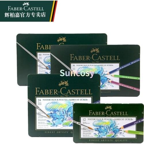 Faber Castell Colour Pencil Tin of 12 24 36 60 120 Finest Artists Quality Water solubility / Oil Colored Pastille Pencils