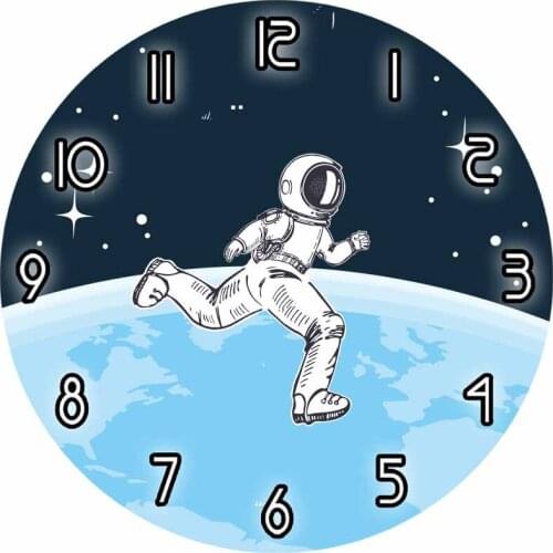 Astronaut Outer Space Running Surreal Wall Clock Space Travel Decorative Wall Watch Non-ticking Kid Room Decor Creative Gifts