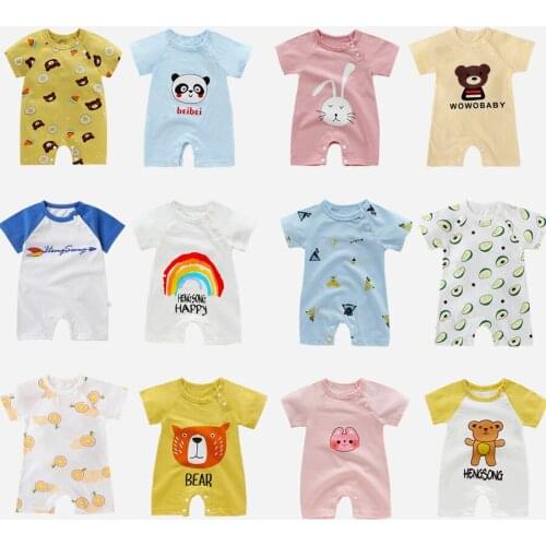 Unisex Baby Clothing Short Sleeve One Piece Summer Thin Rompers Multi-Color Options Cotton Cheap Climbing Suits for Boys Girls