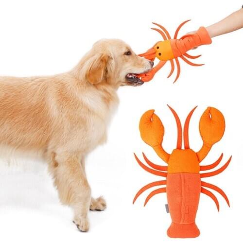 Dogs Plush Toys Chew Sound Seafood Lobster IQ Training Sniff Pet Supplies Bite Molars Hide Dog Toys