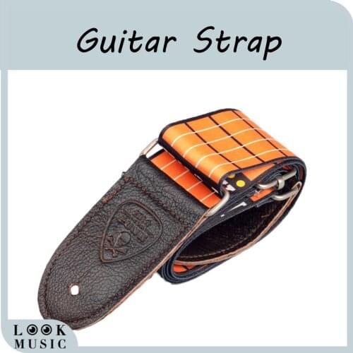 Gutiar Strap Adjustable For Acoustic Guitar Bass Strap Black-Orange