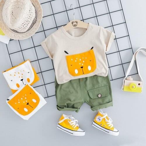 Kids Clothing Set Girls Clothes Summer Sport Casual Outfits Toddler Baby Boy T-shirt+ Shorts Suits T-Shirt Cartoon Suit