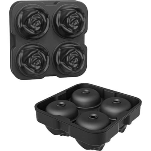 Easy Release Ice Mould DIY 3D Maker Four Rose Shaped Ice Cube DIY Ice Craft Novelty Drink Tray For Chilled Drinks