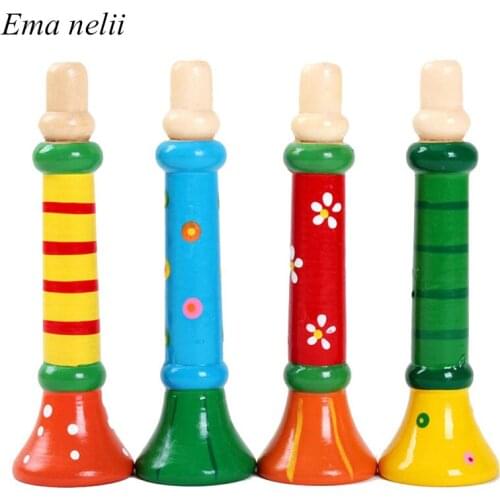 Hot Baby Wooden Small Horn Whistle Musical Instrument Toys Kids Colorful Intellectual Developmental Vocal Toy for Children Gift