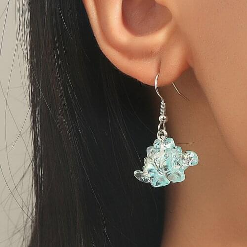 Cute Colorful Animal Acrylic Little Dinosaur Earrings for Girls Women Children Birthday Gift Lovely Jewelry