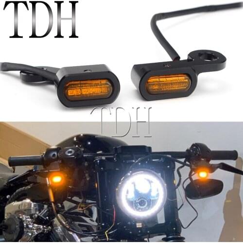 Motorcycle Turn Signal Light 12V Amber LED Handlebar Light Indicators Blinker For Harley Sportster Iron XL 883 1200 Forty-Eight