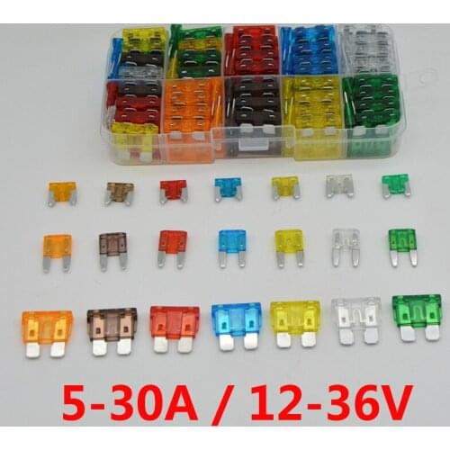 105Pcs Car Fuse Insert Medium Small Mini Size Blade Car Fuze Assortment Set For Auto Car Truck 5/7.5/10/15/20/25/30A With Box