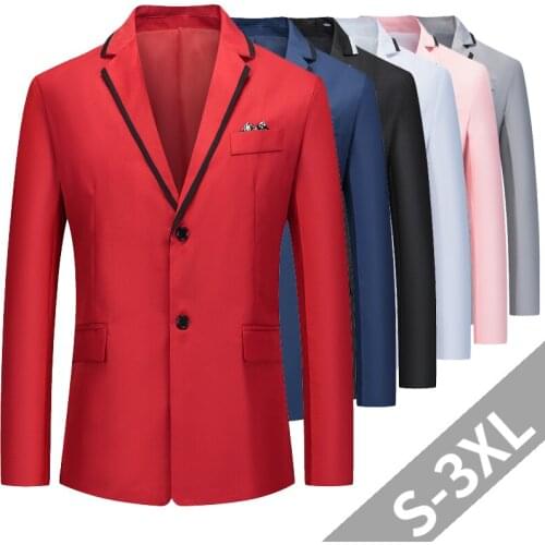 New Men Casual Suits Long Sleeve Slim Fit Jacket Dress Suits Gentleman Tops Blazers S-3XL