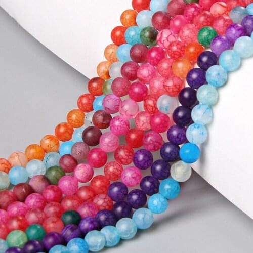 Wholesale 6 8 10mm Matte Natural Stone Beads Fire Dragon Agates Round Loose Spacer Beads For Women Men Jewelry Making Bracelet