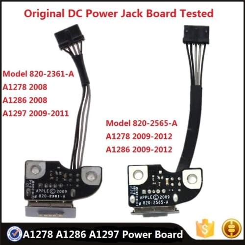 Original Power Board 820-2361-A 820-2565-A For Macbook Pro 13" 15" A1278 A1286 A1297 2008-2012 DC-IN I/O Power Jack Board Tested