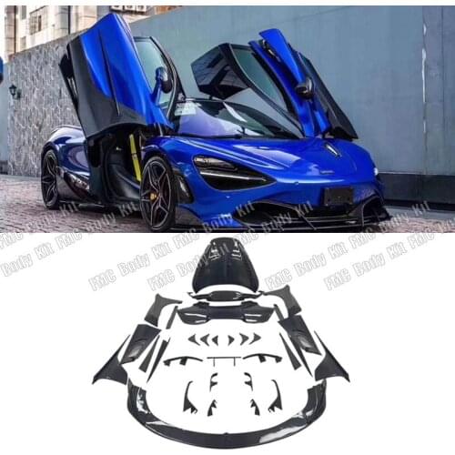 Real Carbon Fiber Front Lip Trunk Air Vent Trim Cover Rear Lip Diffuser Rear Spoiler Body kit For McLaren 720S Coupe T style