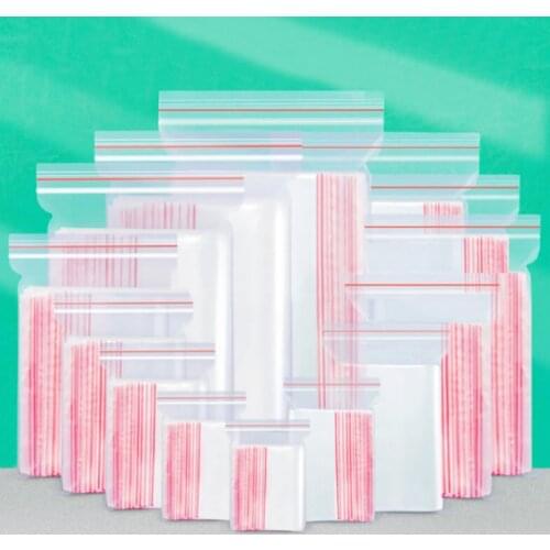 50 Pcs Resealable Zip Lock Bags Self Seal Clear Plastic Poly Ziplock Bag Food Storage Package Reclosable Vacuum Fresh Bag