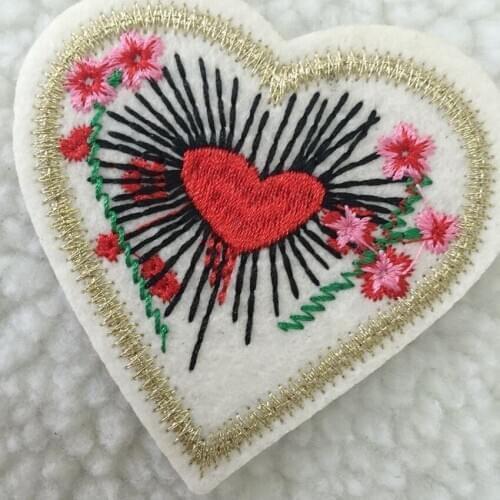 Colorful Love Patches for Kids Clothes DIY Children Stripes Sew on Appliques Thermo Clothing Stickers Embroidery Heart Badge