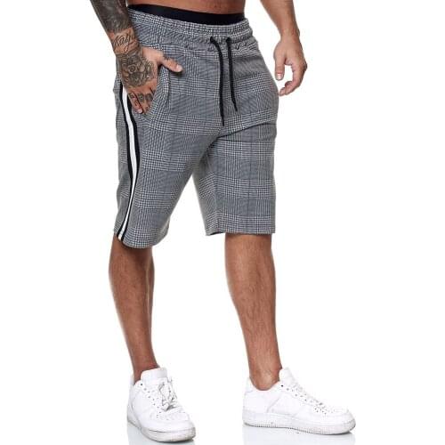Summer Men Shorts Classic Plaid Beach Shorts Side Stripe Elastic Waist Short Pants with Pockets Male Fashion Casual Shorts
