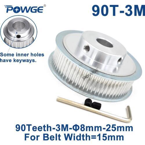 POWGE 90 Teeth HTD 3M Synchronous Pulley Bore 8/10/12/14/15/17/19/20/25mm for Width 15mm 3M Timing belt HTD3M pulley 90T 90Teeth