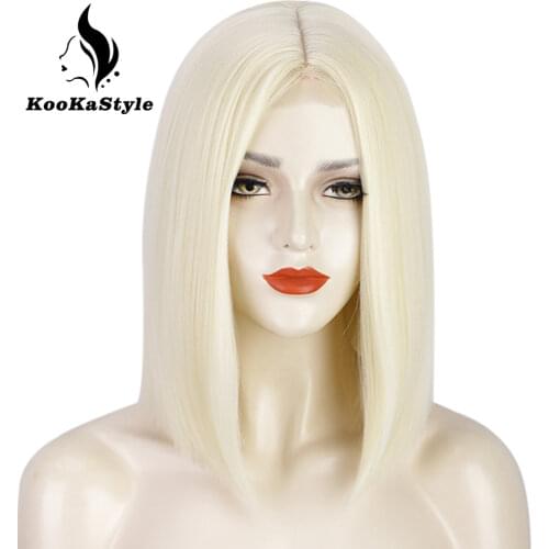 KooKaStyle Synthetic Short Bob Wigs for Women Black/Blonde/Red Wigs Heat Resistant Brizil Cosplay Party Daily Use