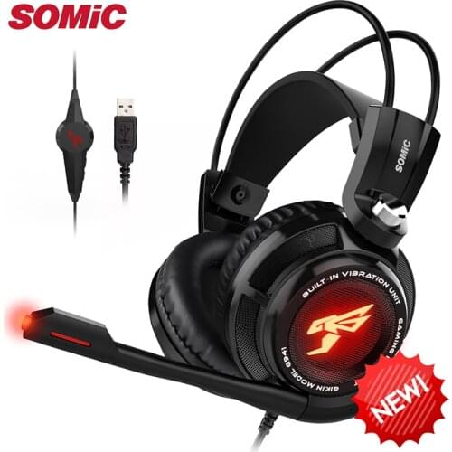 Somic G941 Gaming Headset 7.1 Virtual Surround Sound Active Noise Cancelling USB LED Light With Mic Vibrating For PC Laptop