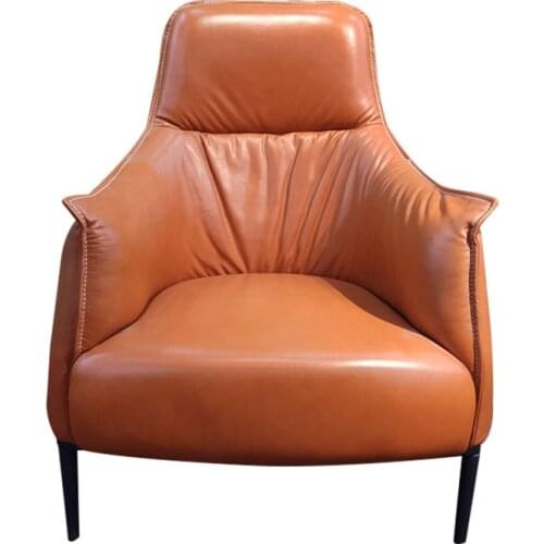 Spot Nordic Modern Minimalist Single Leather Art Sofa Small Apartment Study Living Room Balcony Bedroom Chair Custom