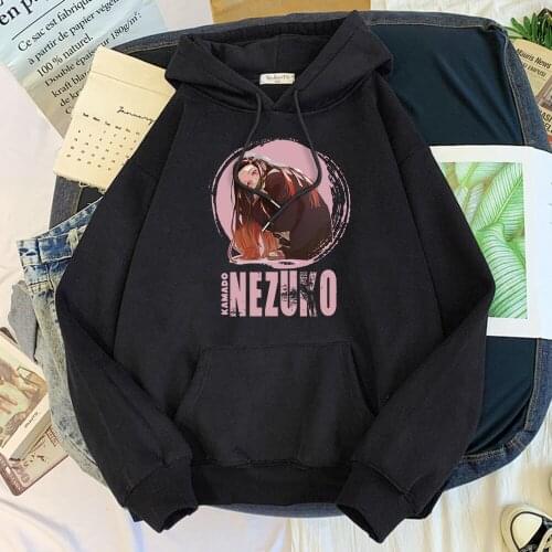 Sweatshirt Mens Anime Demon Slayer Kamado Nezuko Print Hoodies Male Woman Oversize O-Neck Kawaii Hoodied Loose Harajukua Clothes