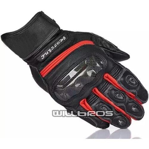 Motocross Motorbike MTB BMX Bike Riding Mens Black Red Leather Gloves Motorcycle Scooter Gloves