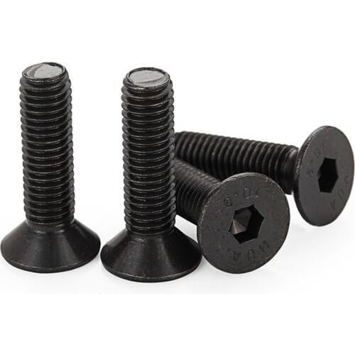 50PCS M2 Black 10.9 Flat Head Countersunk Screw Hex Socket Countersink Bolt M2*3/4/5/6/8/10/12/14/16mm