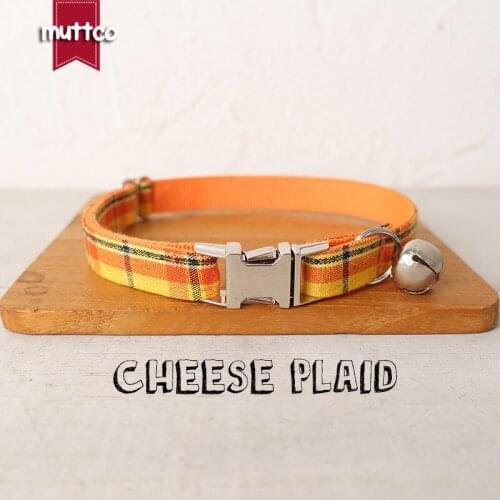 MUTTCO Retailing cute and pretty self-design personalized cat collars CHEESE PLAID handmade collar 2 sizes UCC098