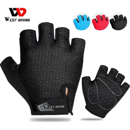 WEST BIKING Cycling Fingerless Glove Summer Bicycle Sports Shockproof Anti-Sweat Gloves Sweat Absorption Quick Drying Polyester