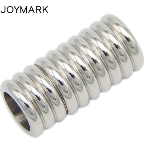 6mm Hole Corrugation Barrel Shape Stainless Steel Magnetic Clasps For Leather Bracelets Jewelry Making BXGC-095