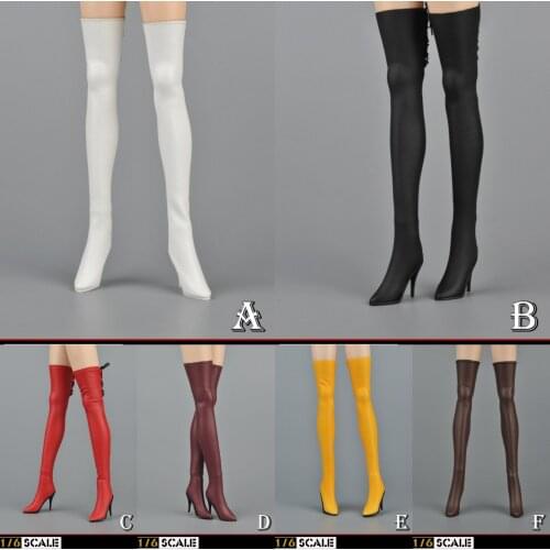 1/6 Female Shoes OS001 Long Tube High Heels Boots Dress Accessories Model Fit 12'' Action Figure Phicen Ud Verycool Body Dolls