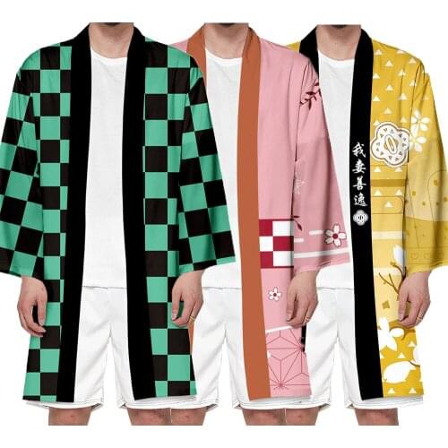 13 Styles Anime Demon Slayer Cosplay Costume Hashibira Inosuke Rengoku Kyoujurou Top Long Haori Cloak Party Role Play Adults