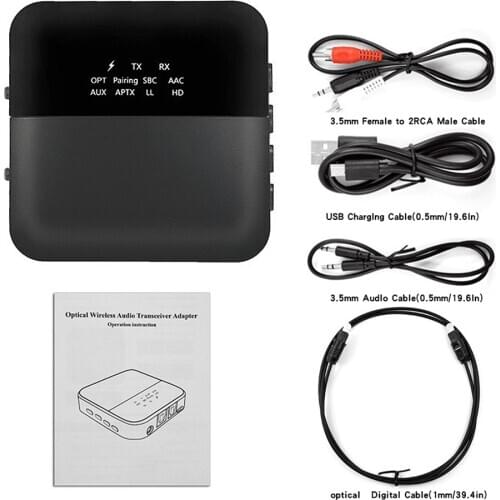 2-in-1 Bluetooth 5.0 Transmitter Adapter HIFI Adapter, with 3D Surround for Home Music Streaming Stereo System