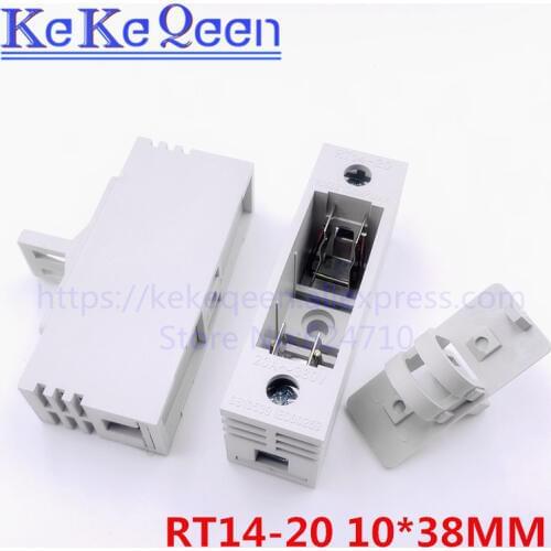 20PCS/LOT 10X38mm 10*38 Insurance Tube Socket Fuse Holder Mount Fuse Holder RT14-20 High Quality Fuse For R105 Ceramics Fuses