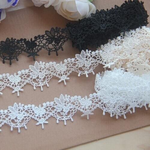 3yards/lot new polyester rayon rose flower lace trim diy handmade decoration textiles fabric material W121