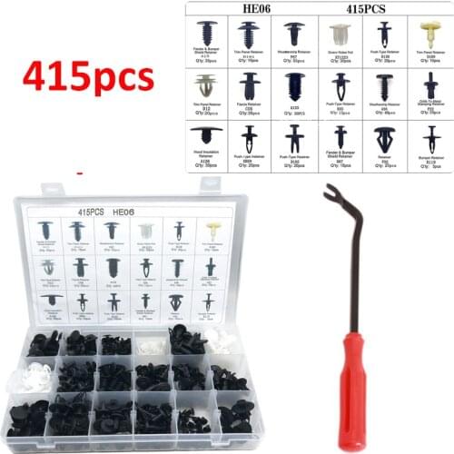 415Pcs Mixed Auto Fastener Vehicle Car Bumper Clip Retainer Fastener Rivet Door Panel Fender Liner Universal Fit for All Car Kit