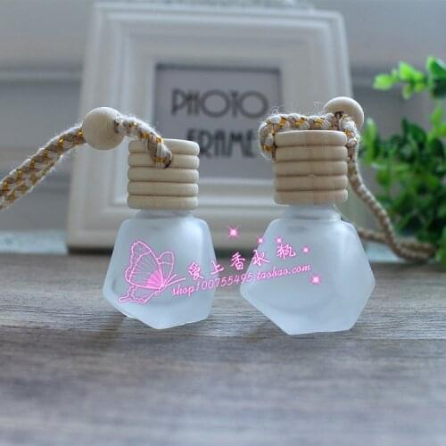 6ML Diamond Shape Frosted Glass Car Pendant Empty bottle Car Hanging Perfume Bottle 10PCS/LOT