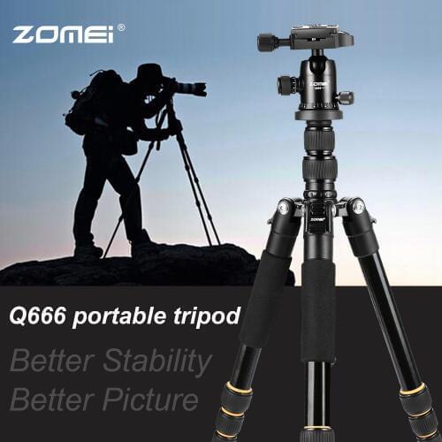Cadiso lightweight Portable Q666 Professional Travel Camera Tripod Monopod aluminum Ball Head compact for digital DSLR camera