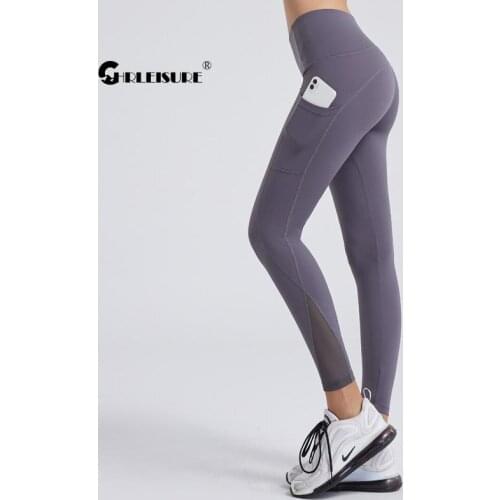 CHRLEISURE Mesh Sport Leggings Sexy Hollow Nudity High Waist Hip Lift Sanding Yoga Pants Running Quick Dry Gym Sportswear
