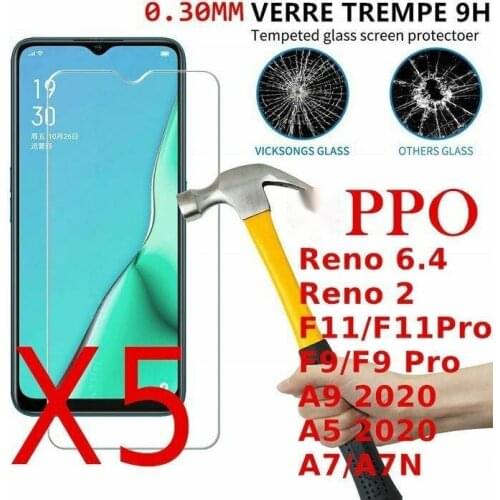 For 0ppo Reno 2 / F9 / Pro / a11 / A9 X / A7 with 5-Pack protective glass toughened film